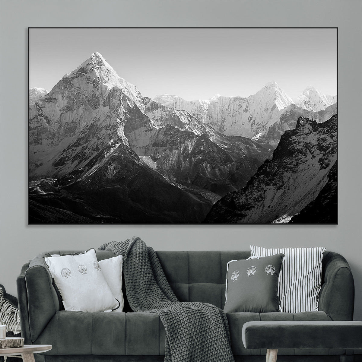 Everest Himalaya Mountain Peaks Black & White Triptych