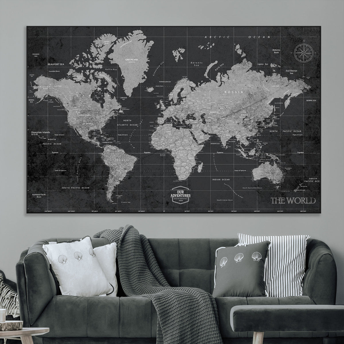 World Map Canvas Print – Detailed Map of the World Wall Art