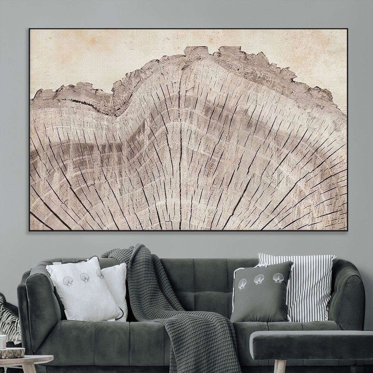 Tree Ring Wall Art Triptych, Rustic Wood Ring Canvas Print,