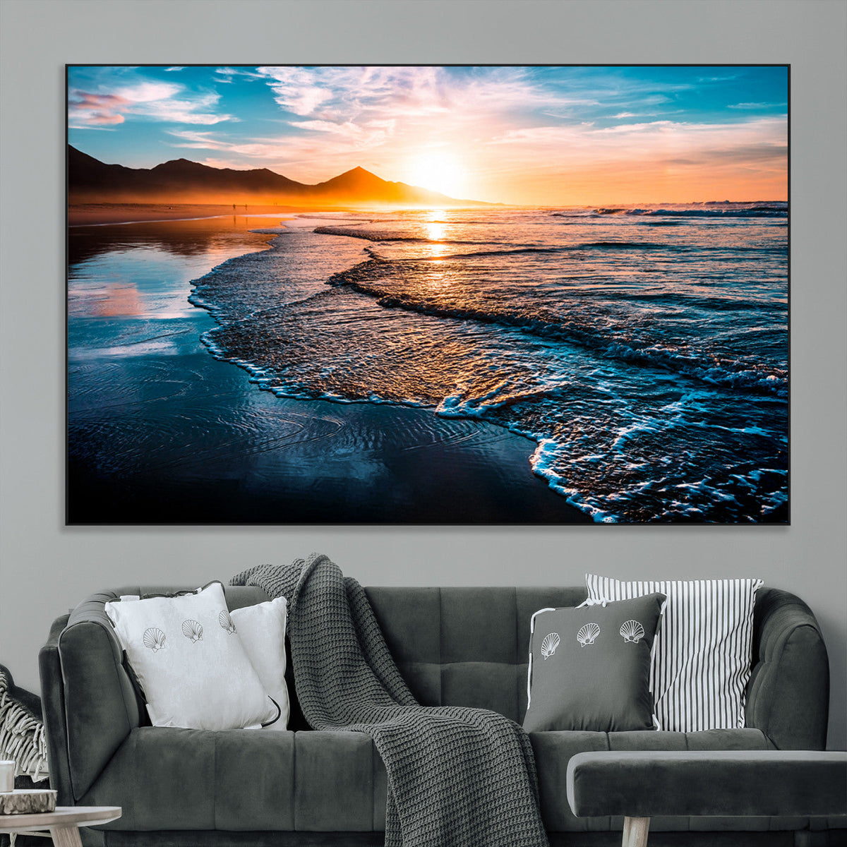 Sunset Beach Ocean Canvas Wall Art – Tranquil Ocean