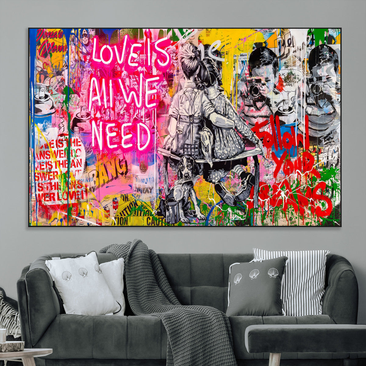 Follow Your Dreams & Love is All We Need Graffiti Street Art