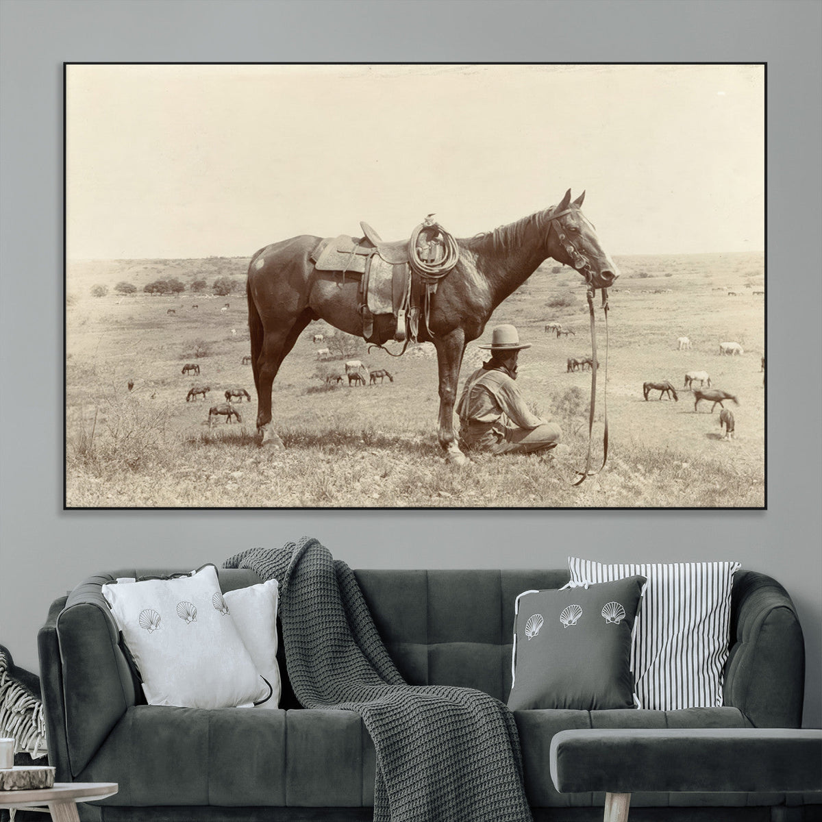 Cowboy Wall Art - Western Horse Canvas Print - Vintage