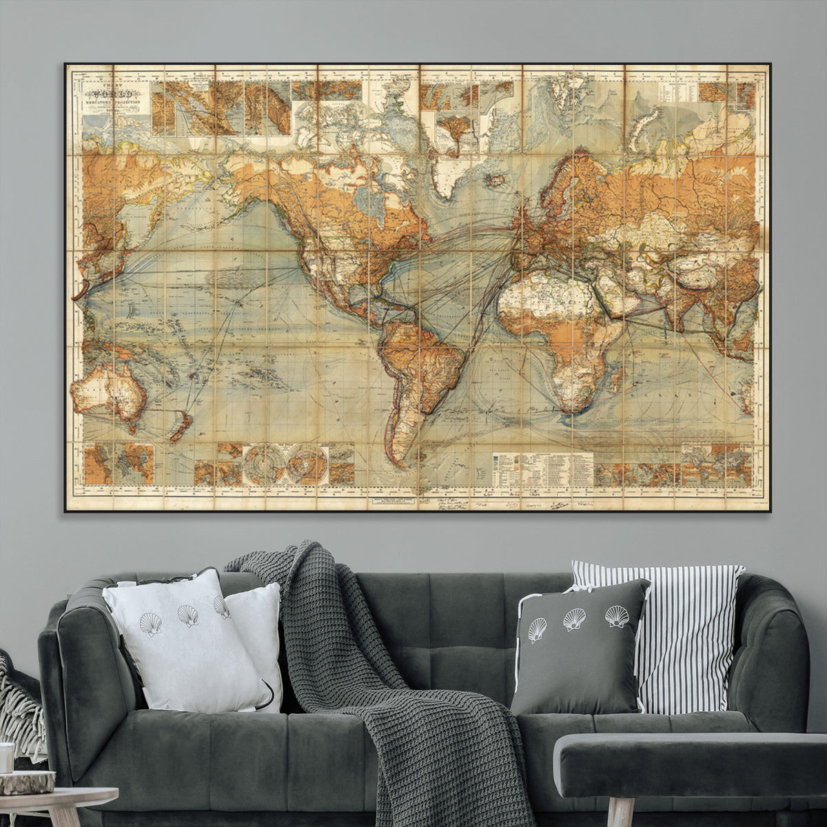 Push Pin World Map Canvas Print – Travel Tracker Wall Art
