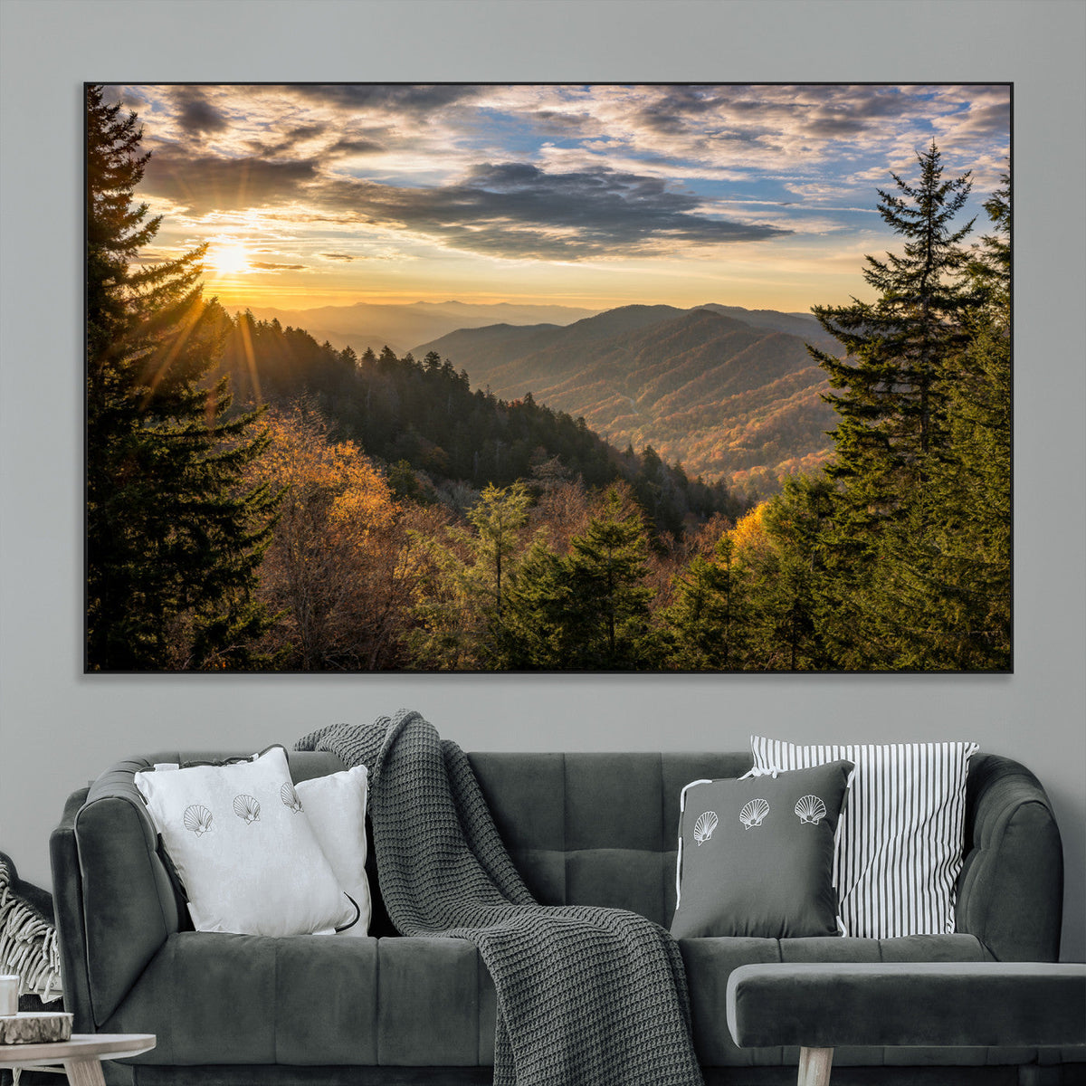 Sunrise Over the Smoky Mountains Canvas Wall Art –