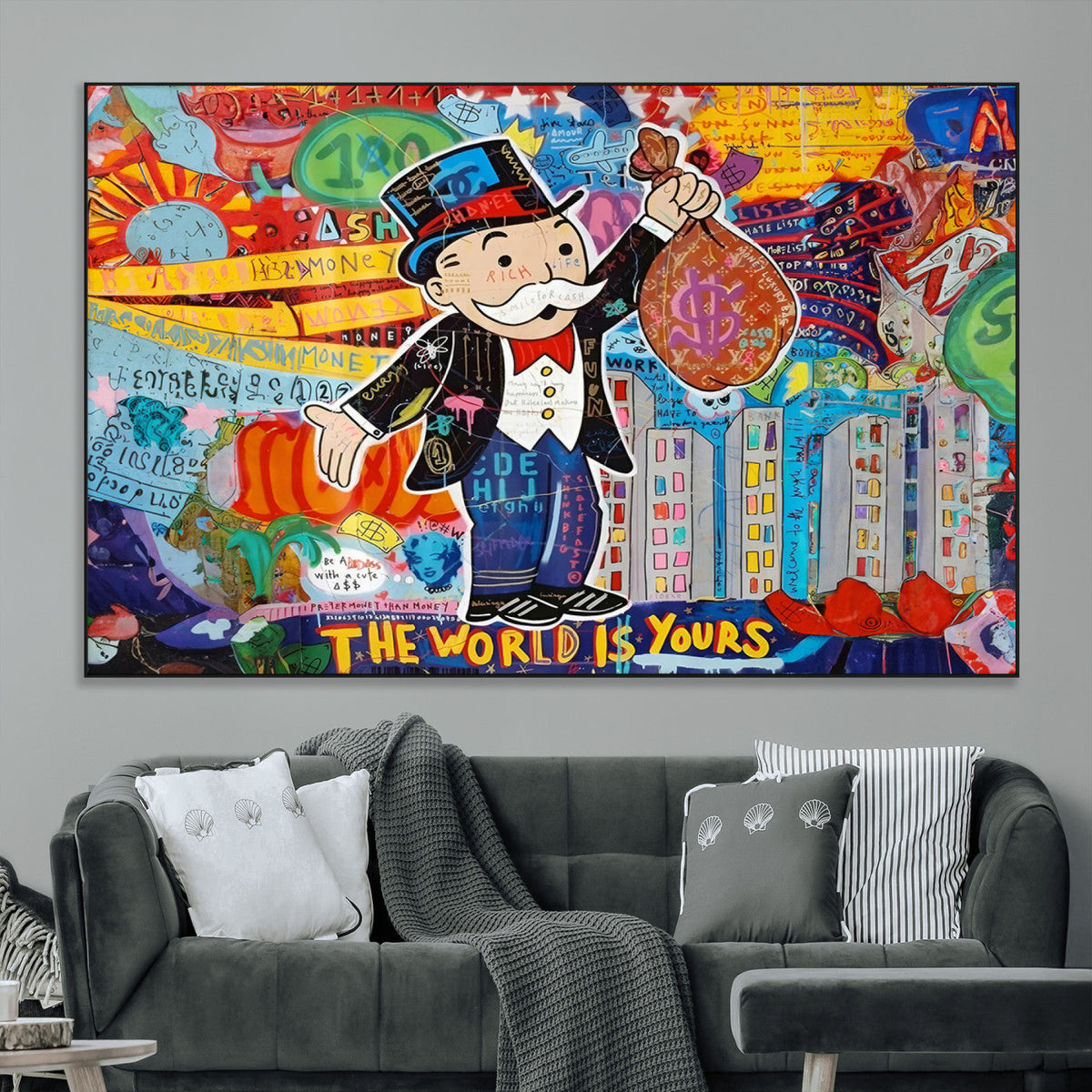 Pop Art Monopoly Man Canvas Wall Art Print - Bold and