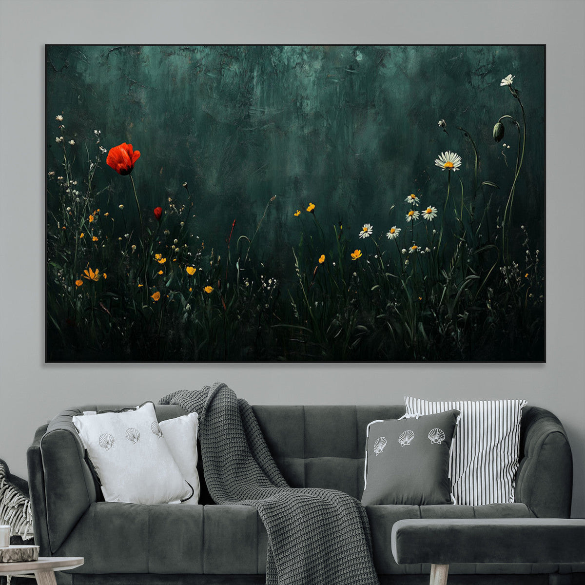 Wildflower Field Framed Wall Art, Vintage Botanical