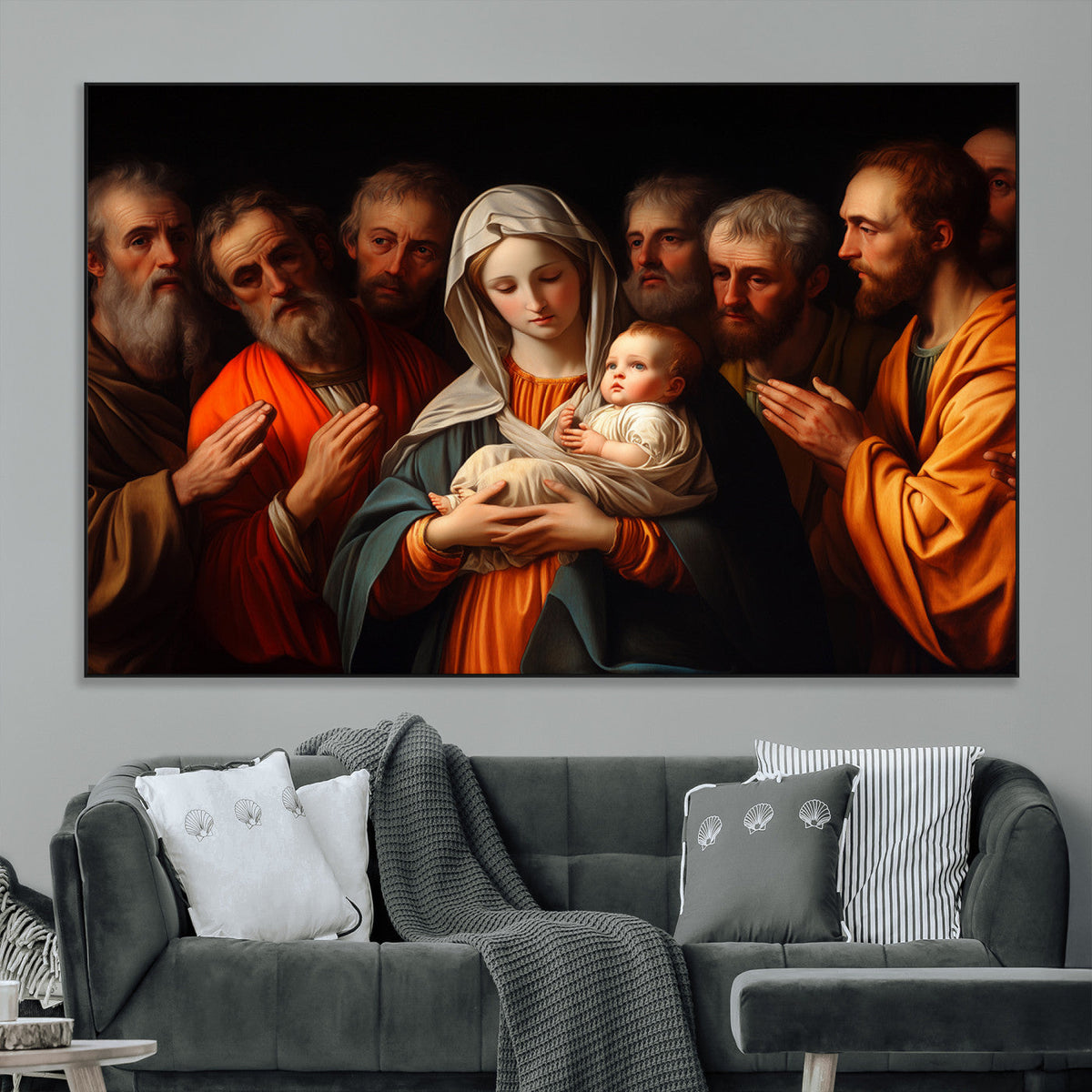 Religious Canvas Wall Art Print - Madonna and Child with