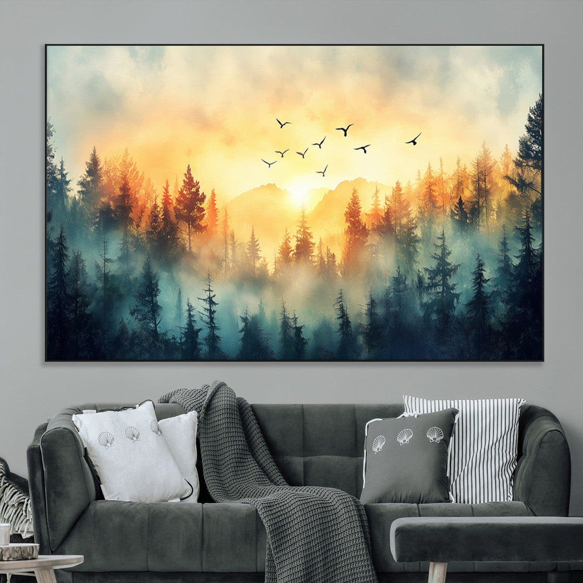 Abstract Forest Wall Art Print- Serene Nature Canvas Print