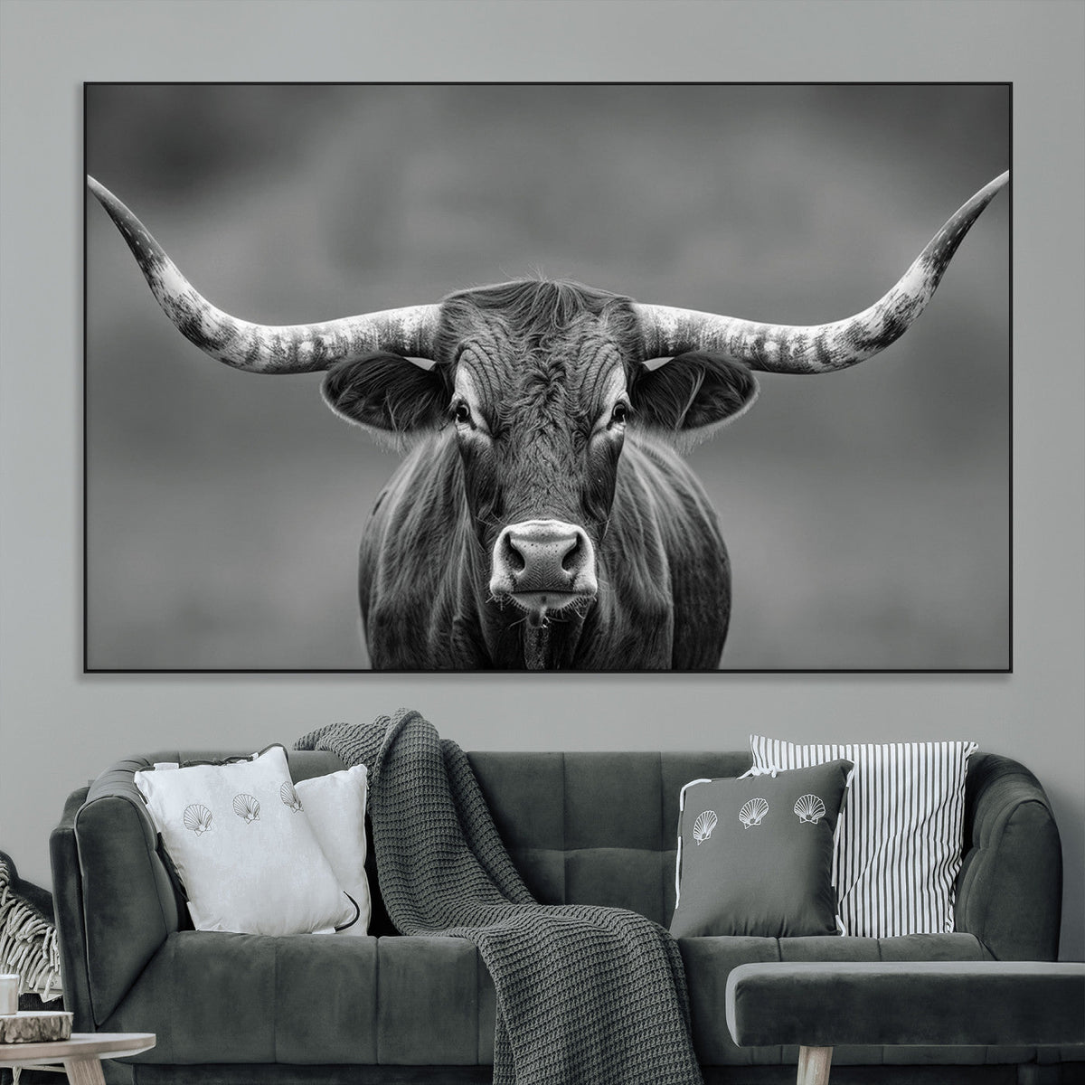 Texas Longhorn Wall Art Canvas Print – Framed Western Bull