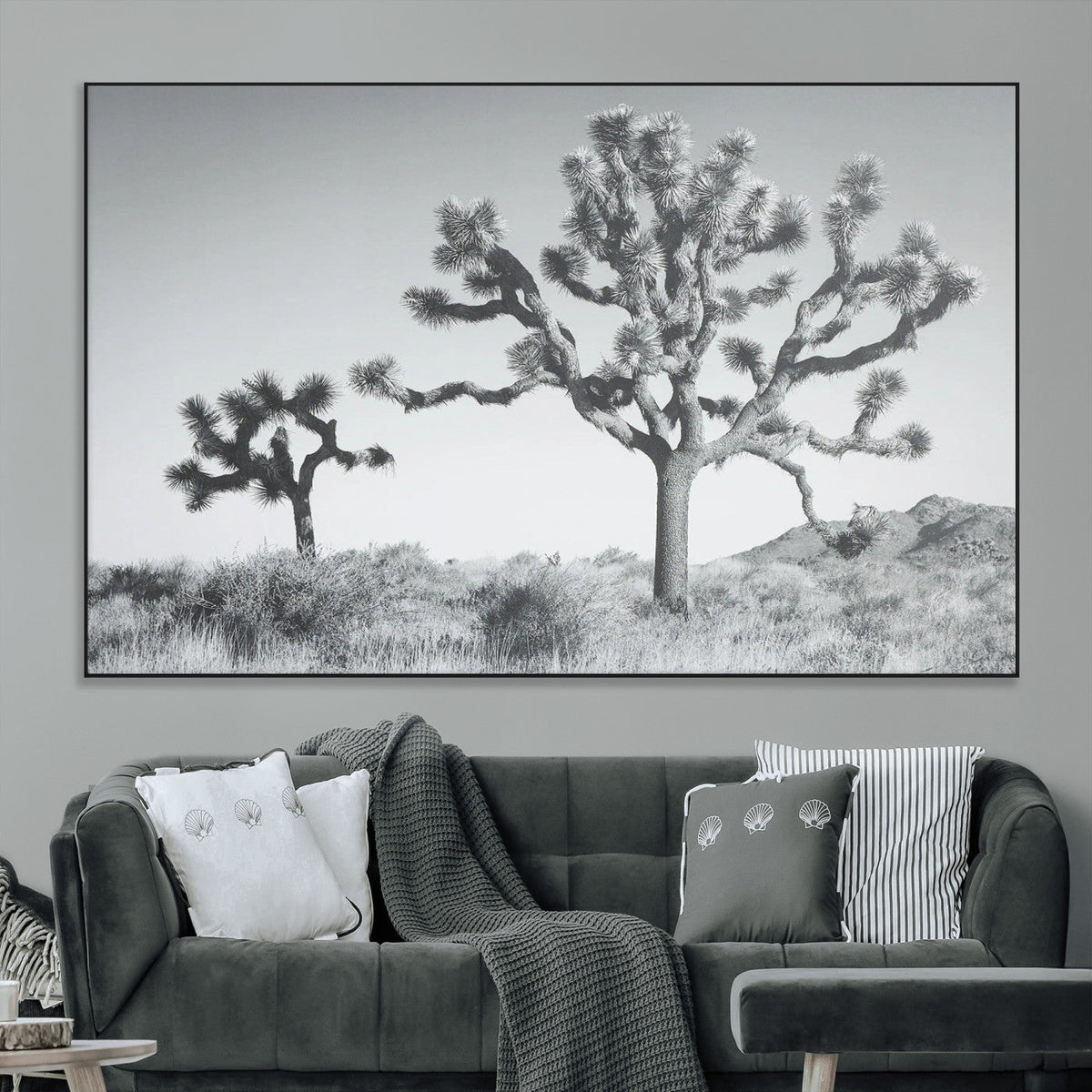 Joshua Tree Wall Art Canvas Print – Framed Black White