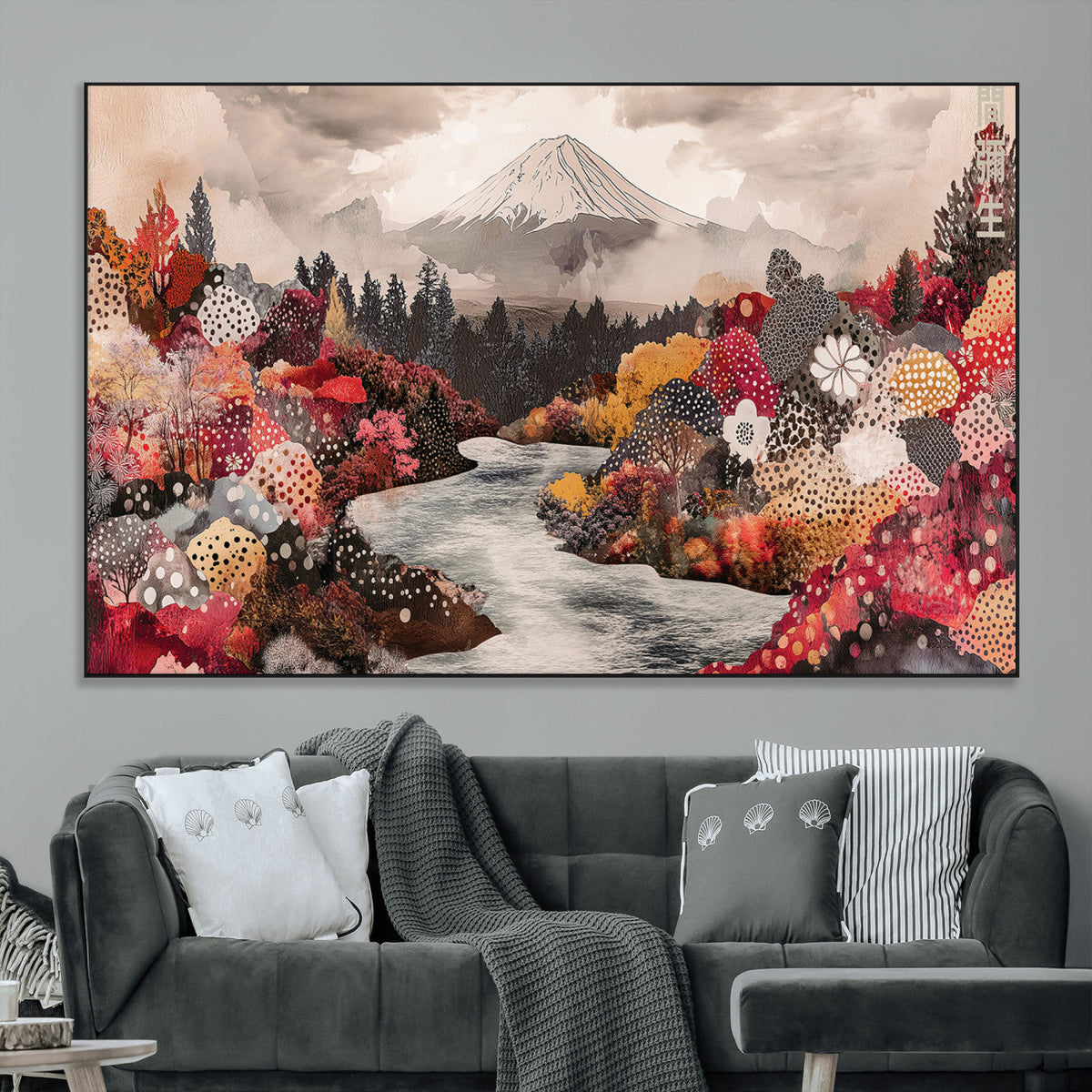 Mountain Wall Art Canvas Print – Framed Autumn Forest