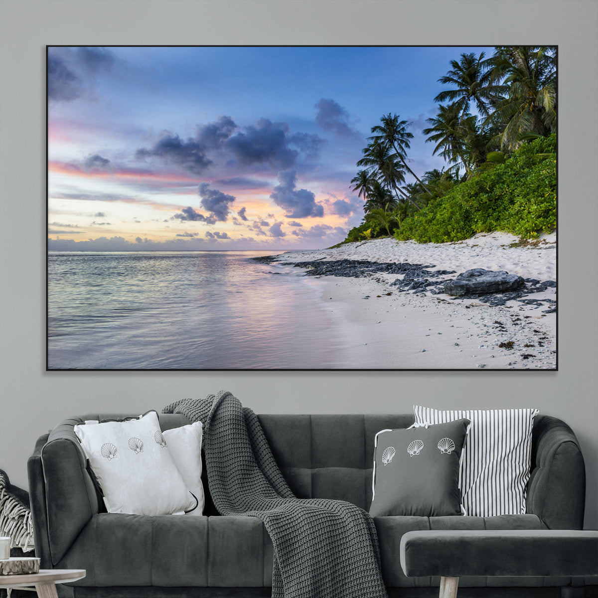 Tropical Beach Wall Art Canvas Print – Framed Sunset Glow