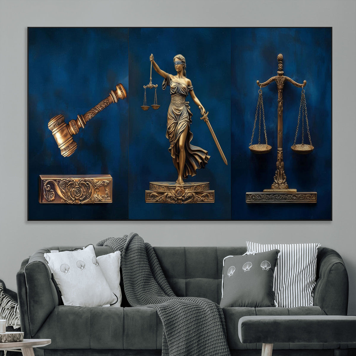 Lady Justice Wall Art Canvas Print – Elegant Gold Legal