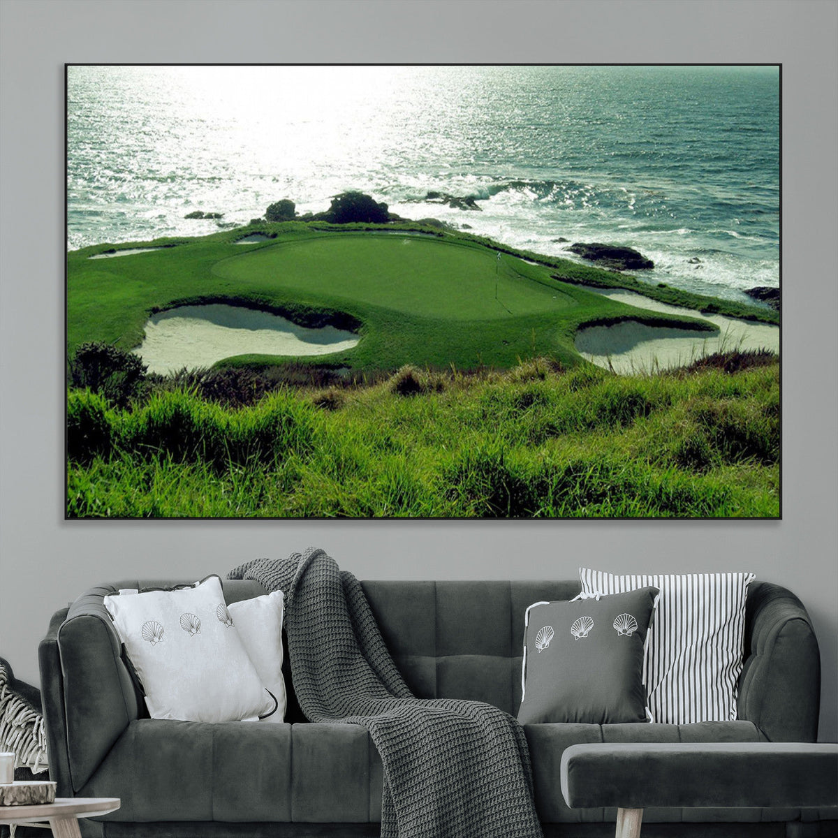 Coastal Golf Course Wall Art Canvas Print – Scenic Green