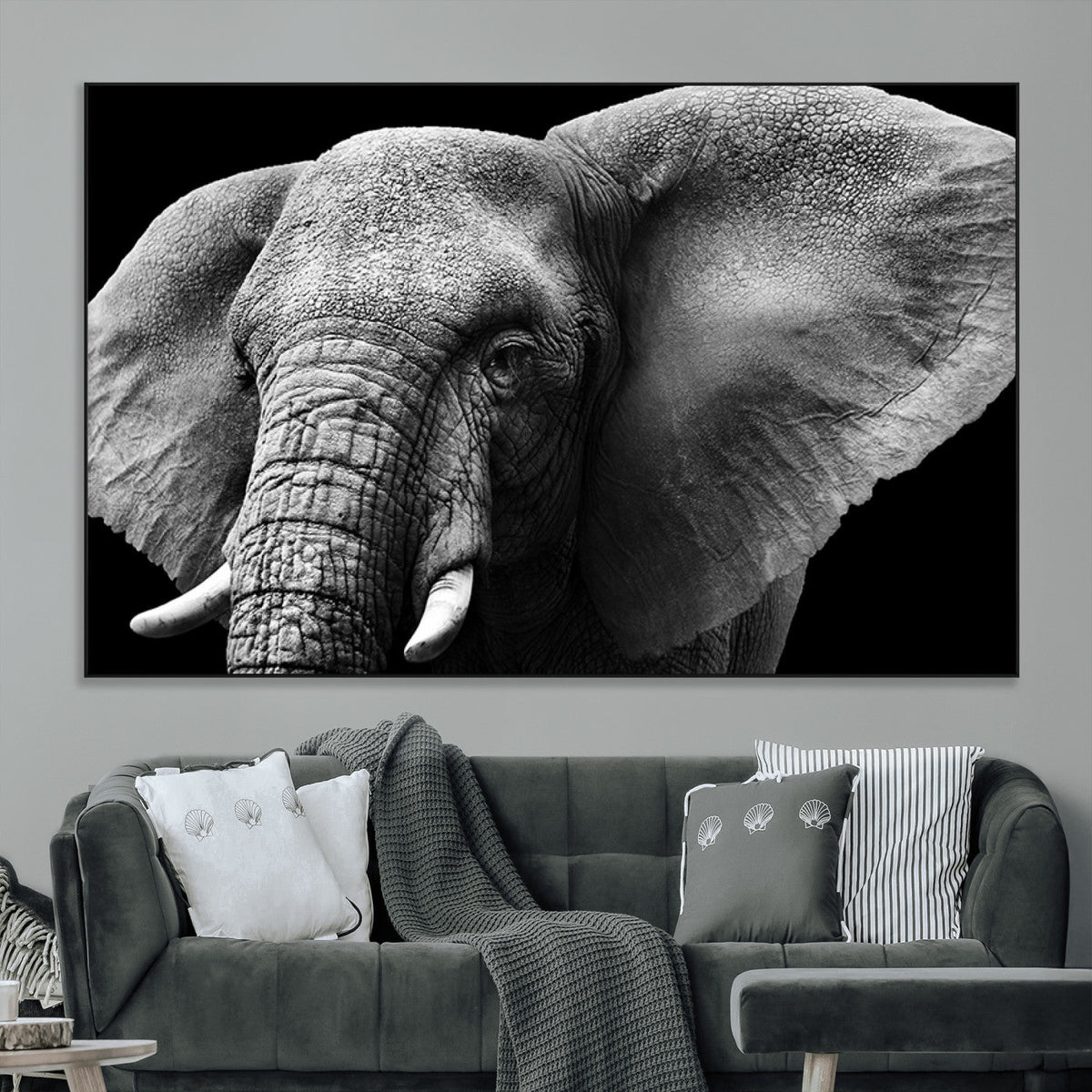 Big Elephant Close Up Wall Art Canvas Print
