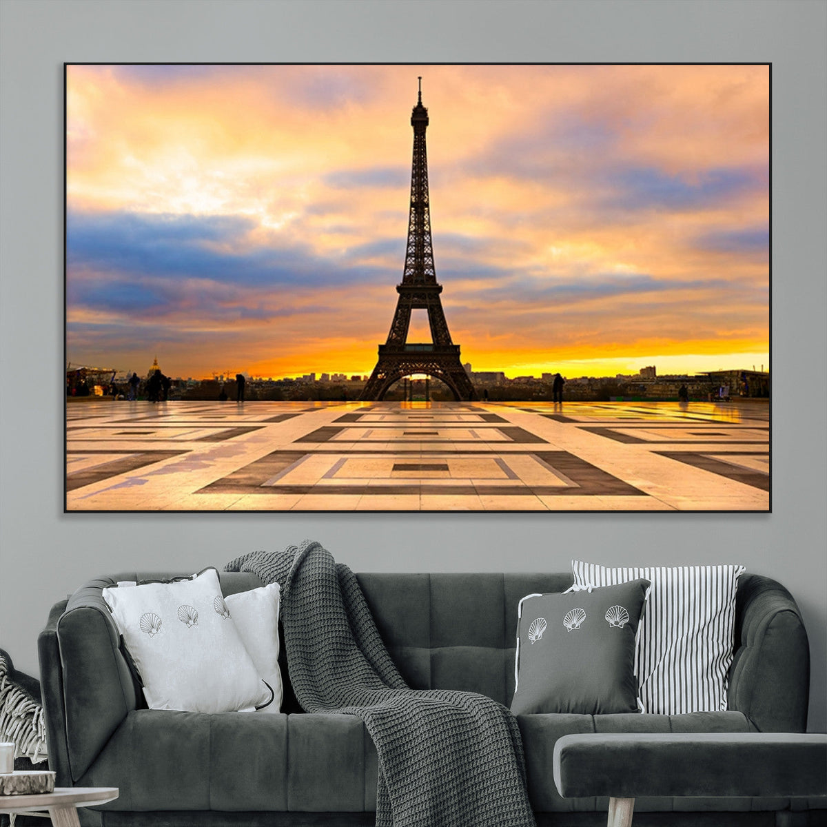 Paris Eiffel Tower Sunset Canvas Wall Art Print - Iconic