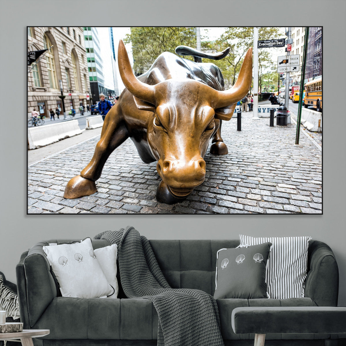 Charging Bull Wall Art Canvas Print