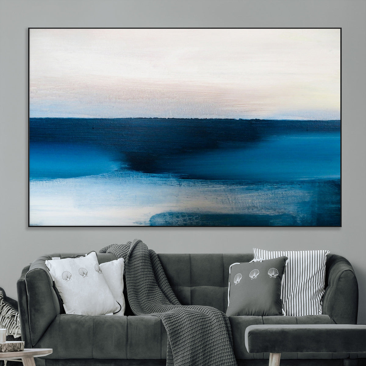 Dark Blue Abstract Wall Art Canvas Print