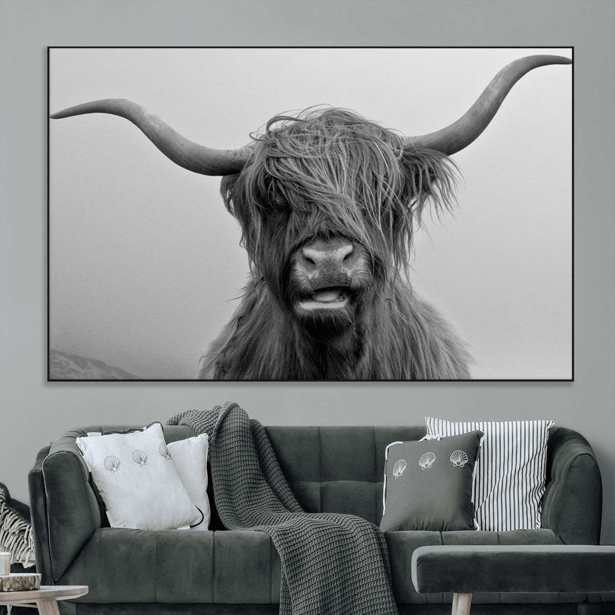 Texas Cow Wall Art Canvas, Texas Longhorn Cattle Canvas