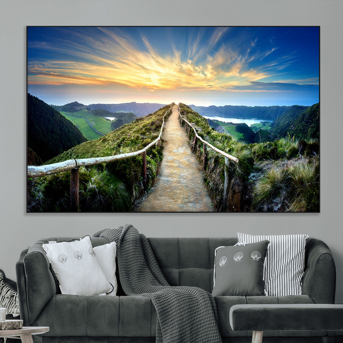 Mountain and Sunset Wall Art Canvas Print