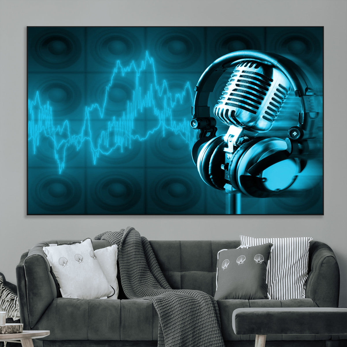 Music and Microphone Wall Art Canvas Print