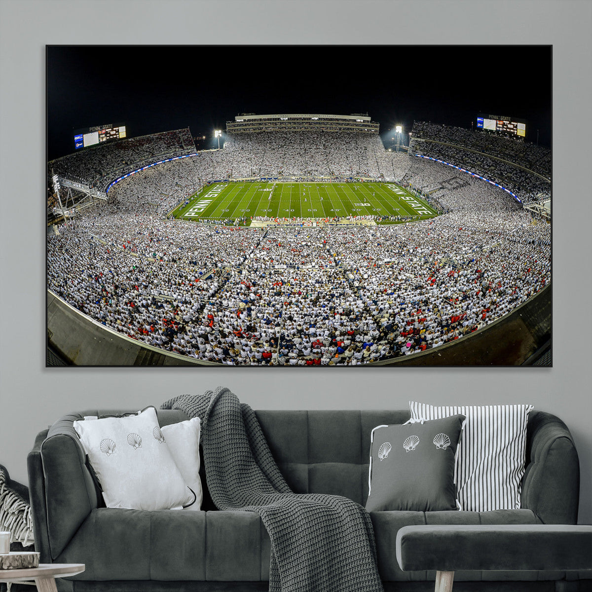 Beaver Stadium Night Game Triple Canvas Wall Art - Penn