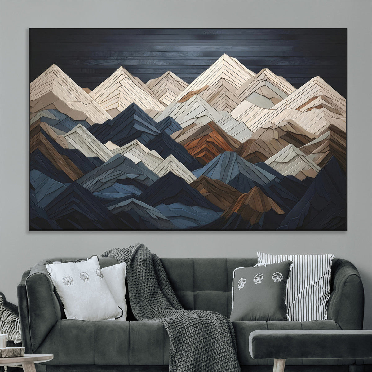 Mountain Wall Art – Modern Geometric Landscape Canvas Print,