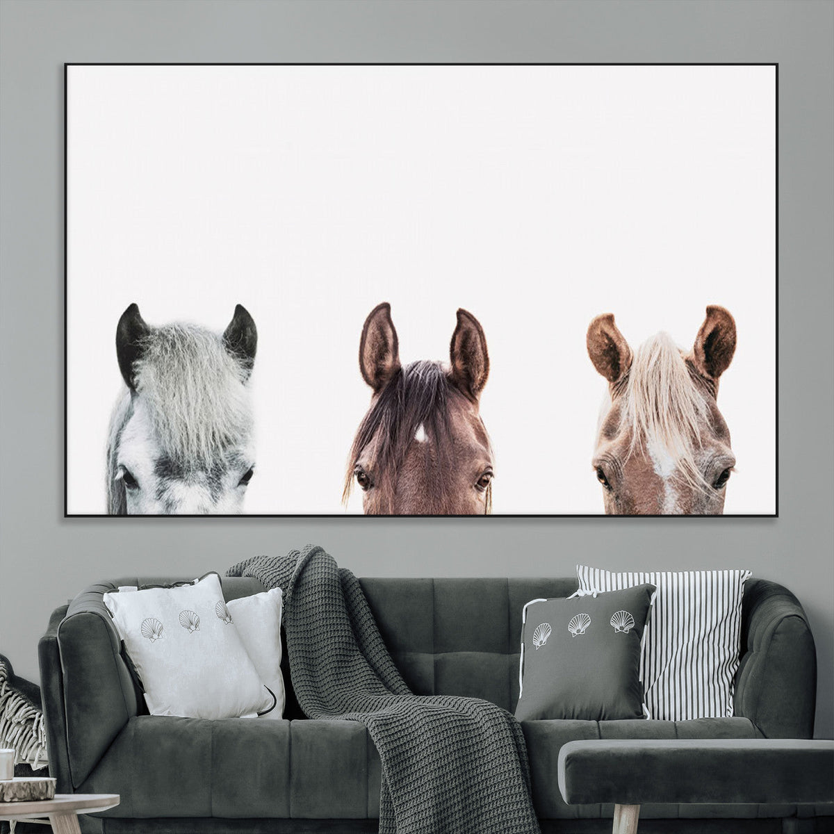 Horse Wall Art - Minimalist Horse Triptych Wall Art – Modern