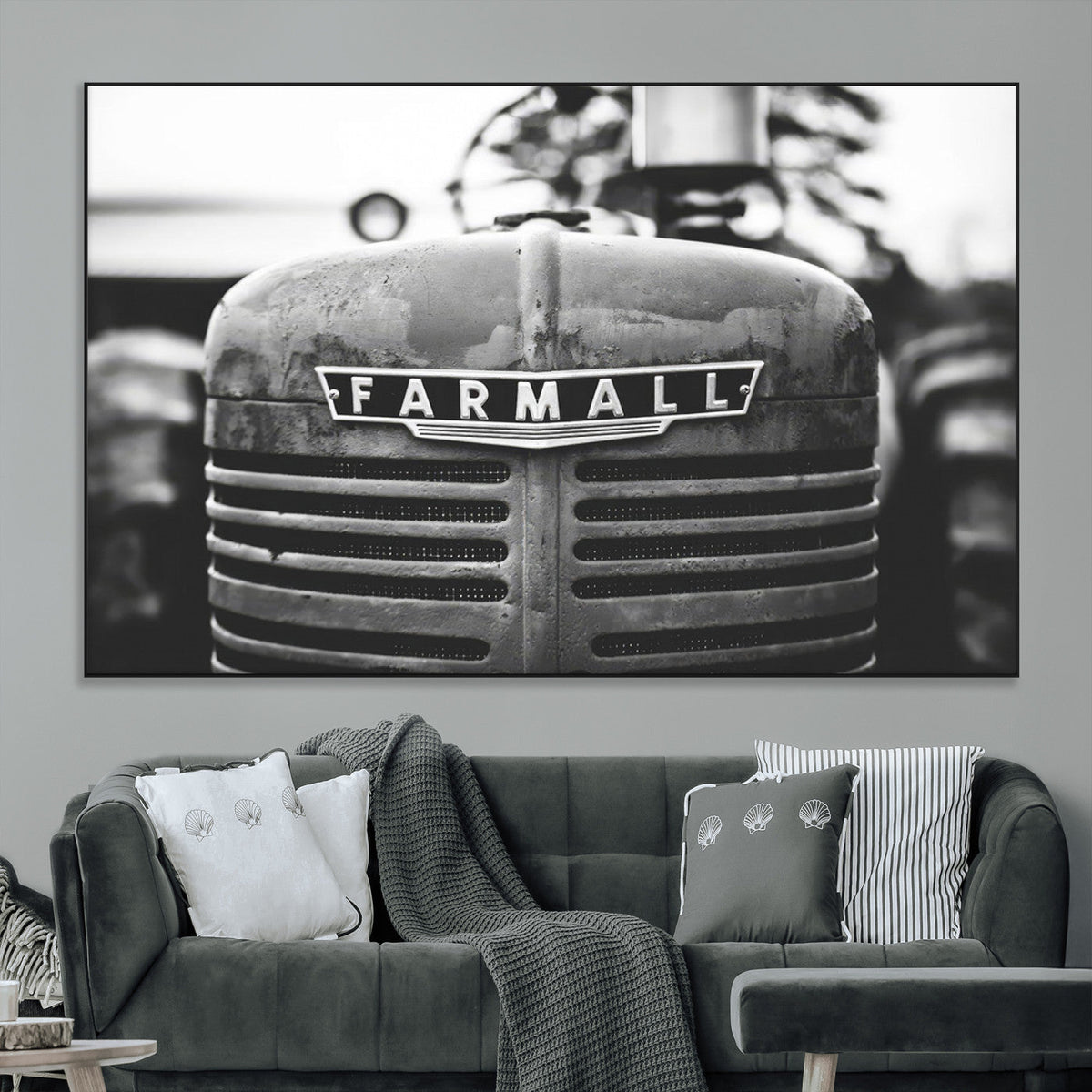 Vintage Farmall Tractor Wall Art Canvas Print, Rustic