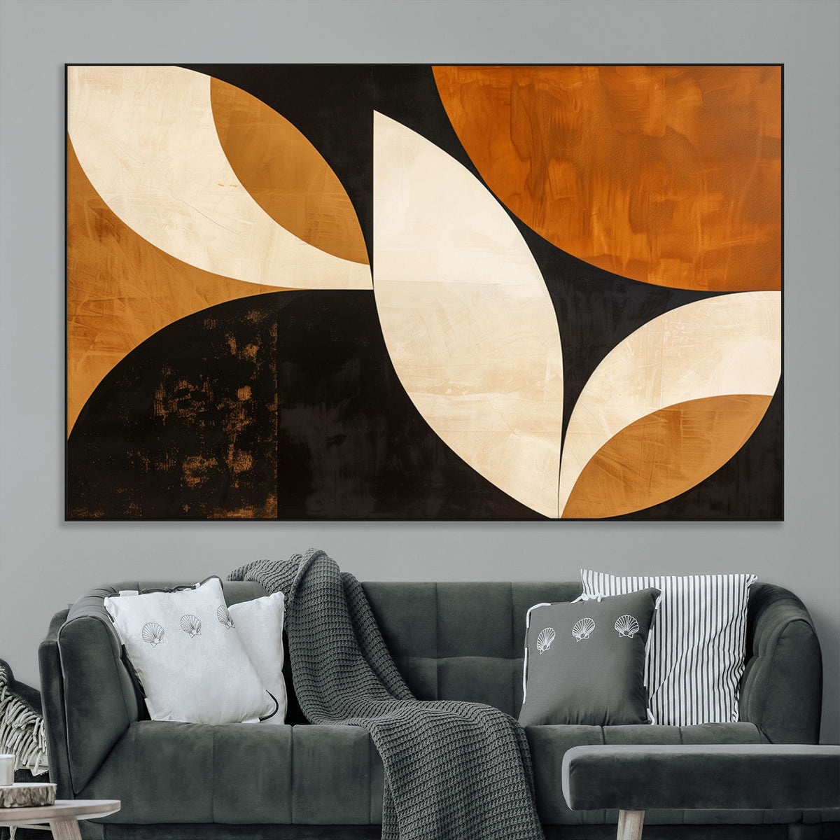 Geometric Abstract Wall Art Canvas Print, Mid Century Modern