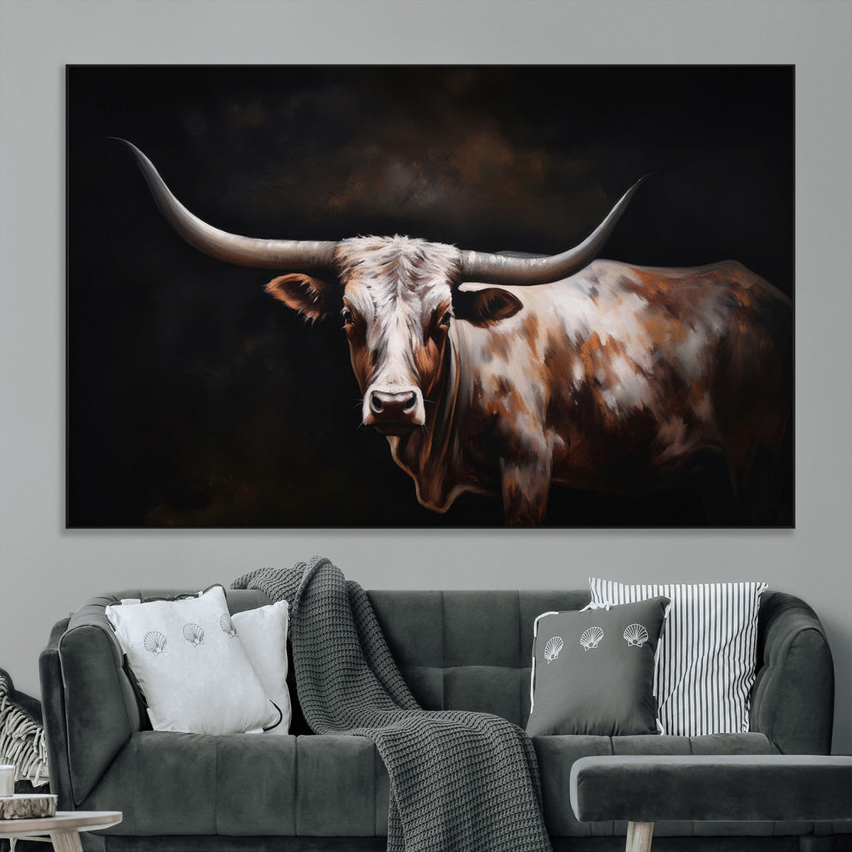 Texas Longhorn Wall Art Canvas Print | Western Ranch Decor |