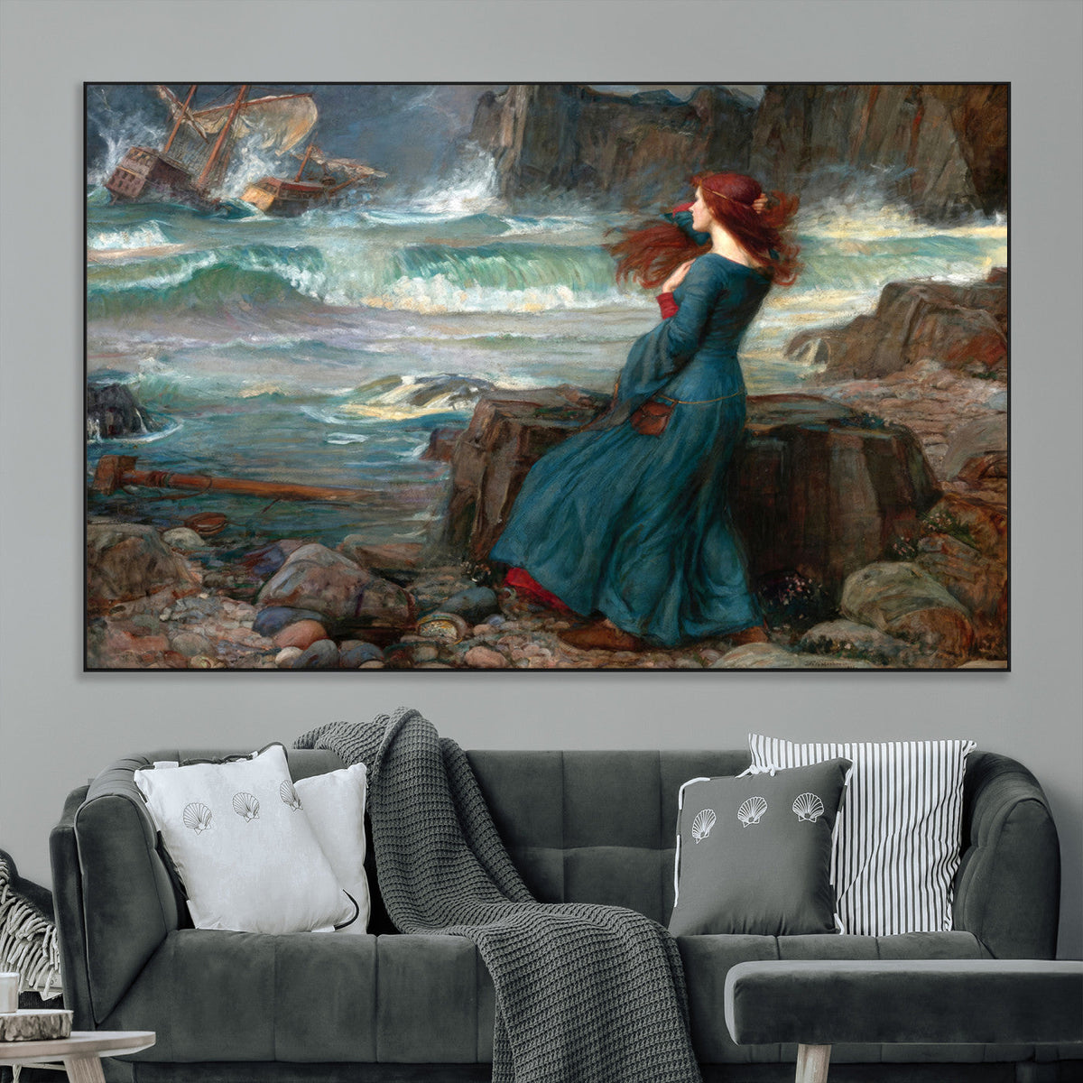 Miranda by the Shore Wall Art Canvas Print – Tempest Scene