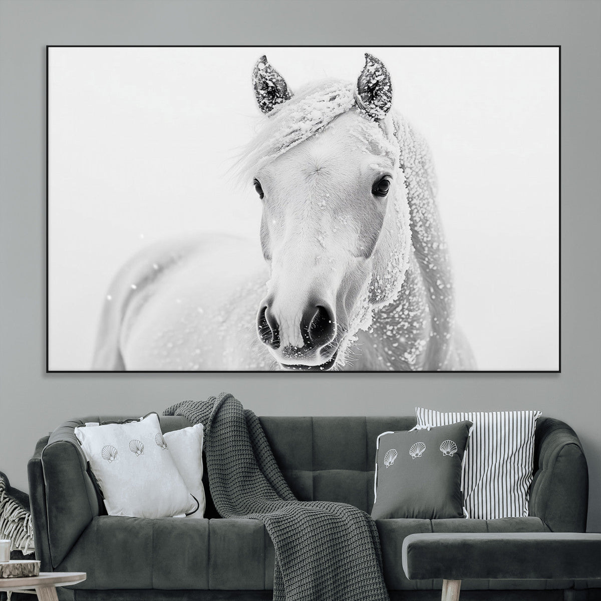 Majestic White Horse Wall Art | Ready to Hang and Framed |