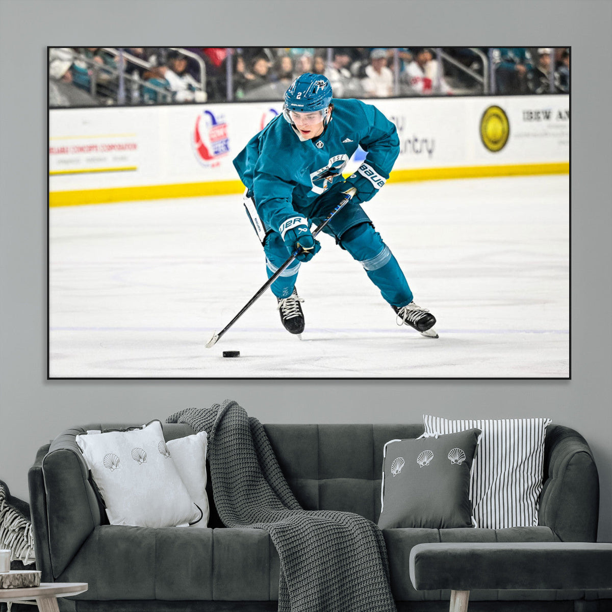 San Jose Sharks Ice Hockey Player Wall Art Canvas Print
