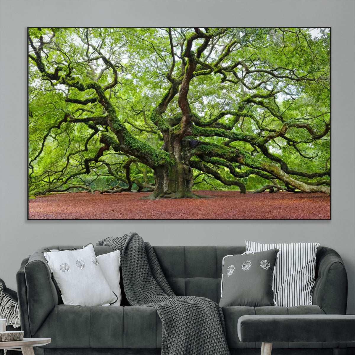 Framed Angel Oak Tree Wall Art - 3-Panel Canvas Prints,