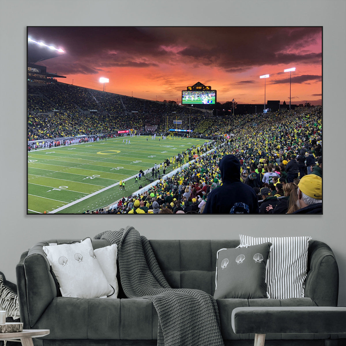 Eugene Autzen Stadium Canvas Wall Art Print – Sunset Over