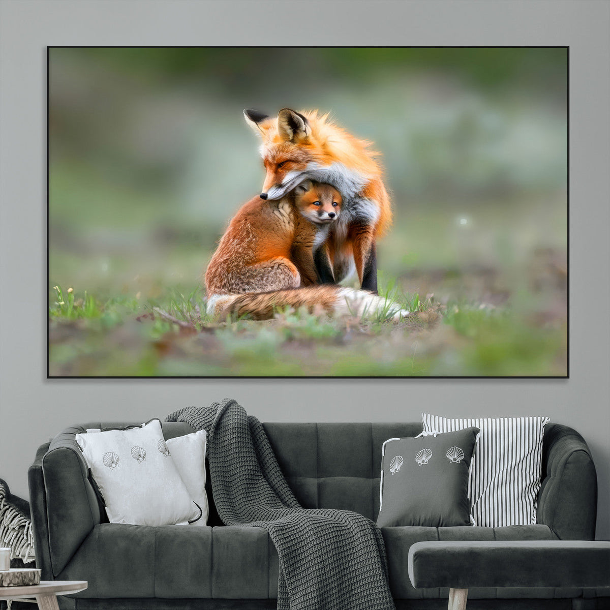 Heartwarming Fox and Baby Cub Wall Art | Ready to Hang