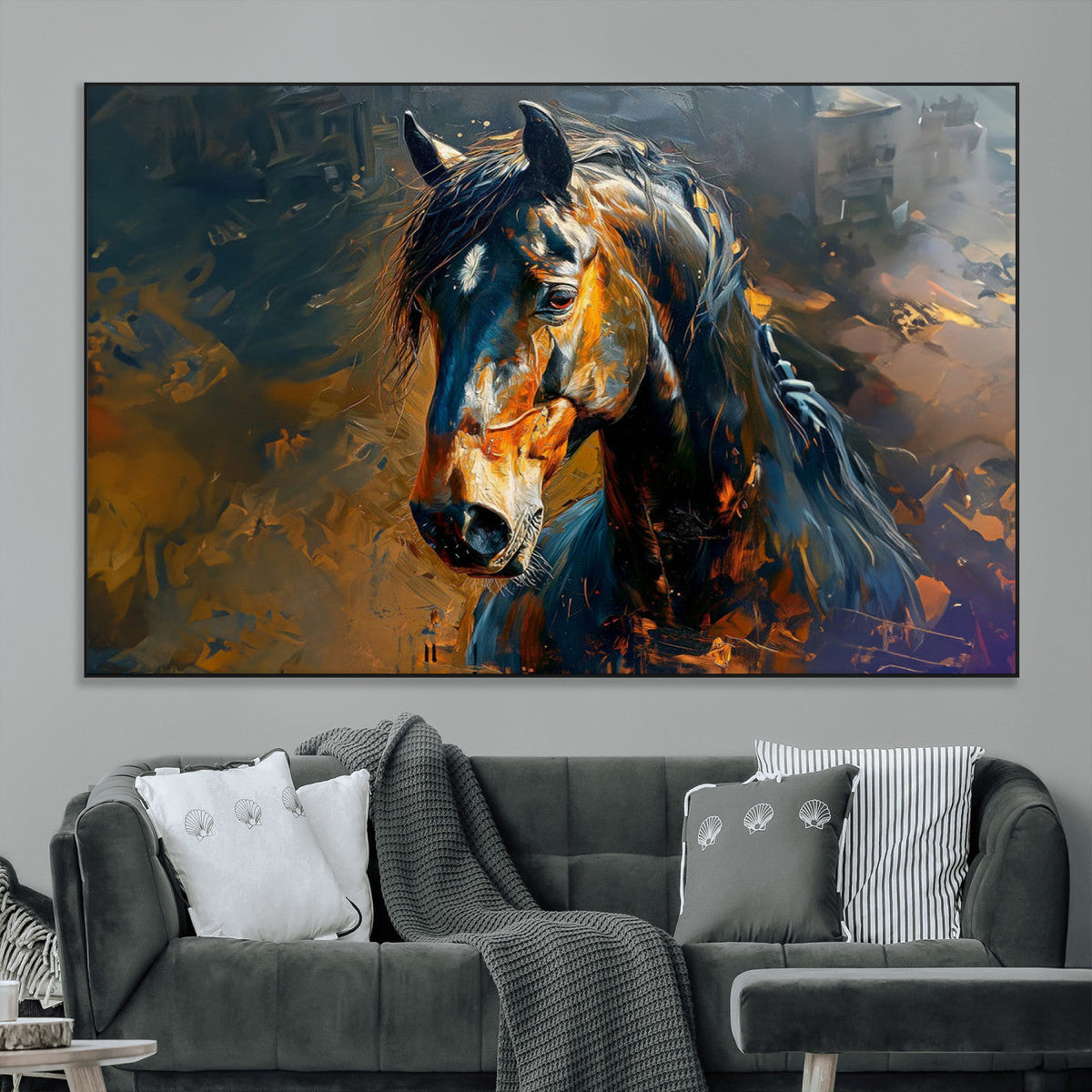 Abstract Horse Wall Art Canvas Print | Farmhouse Wall Decor