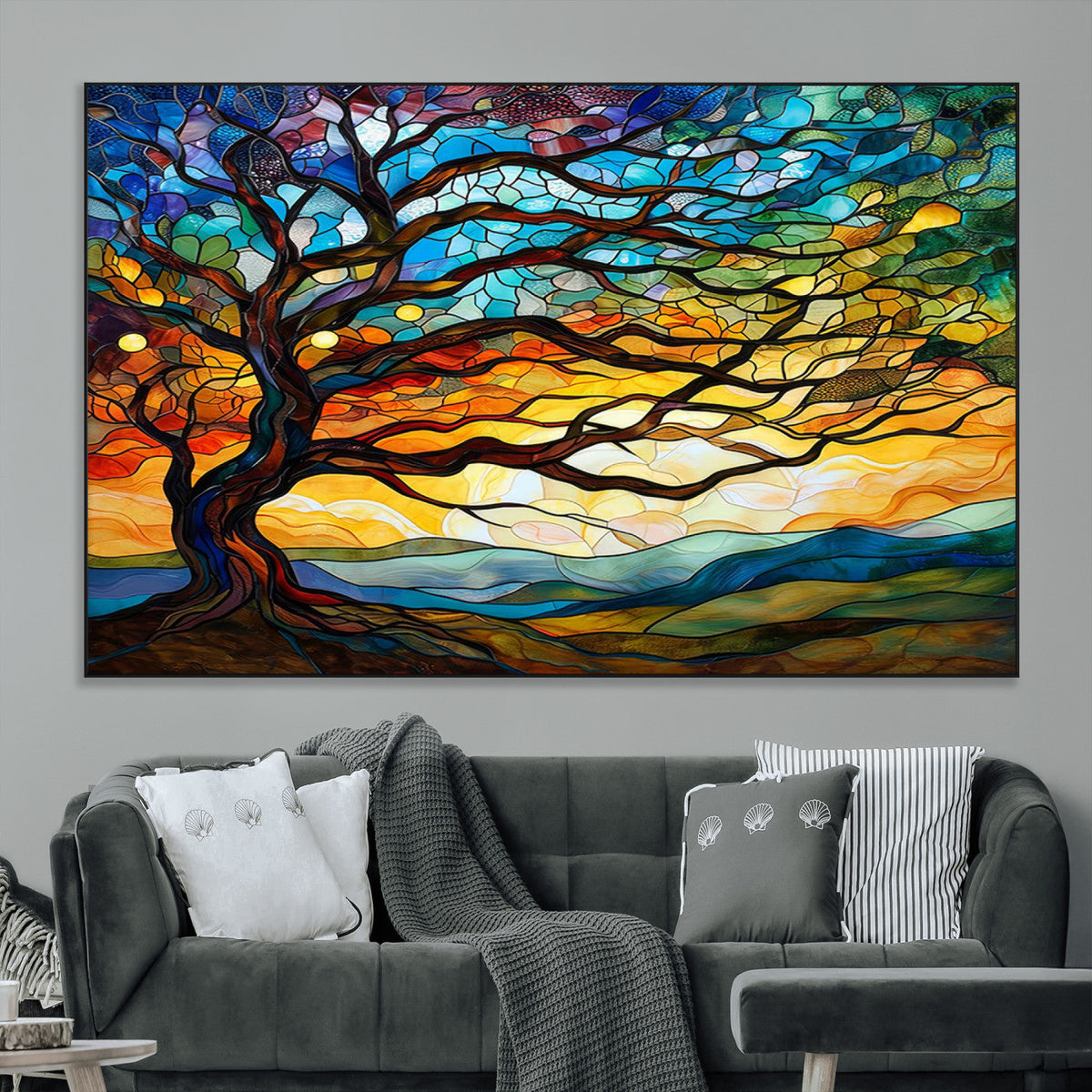 Mosaic Tree Wall Art | Ready to Hang Stained Glass Style