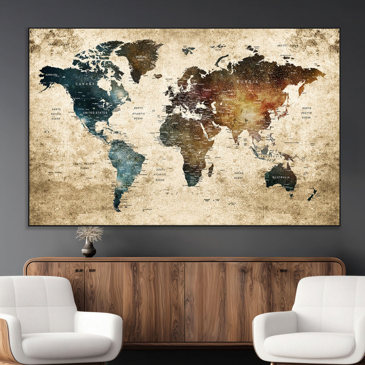 World Map Canvas Print – Detailed Map of the World Wall Art