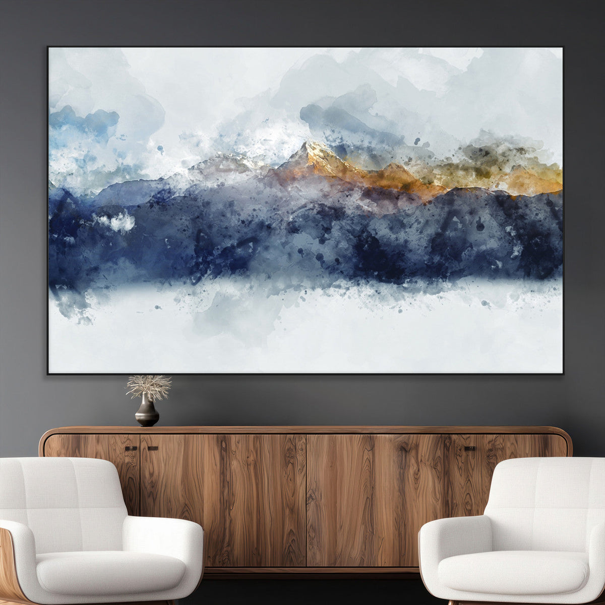 Abstract Mountain Range Art Canvas Print | 3 Panel