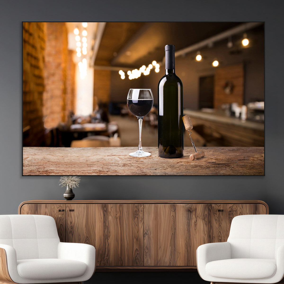 Wine and Bottle Wall Art Canvas Print