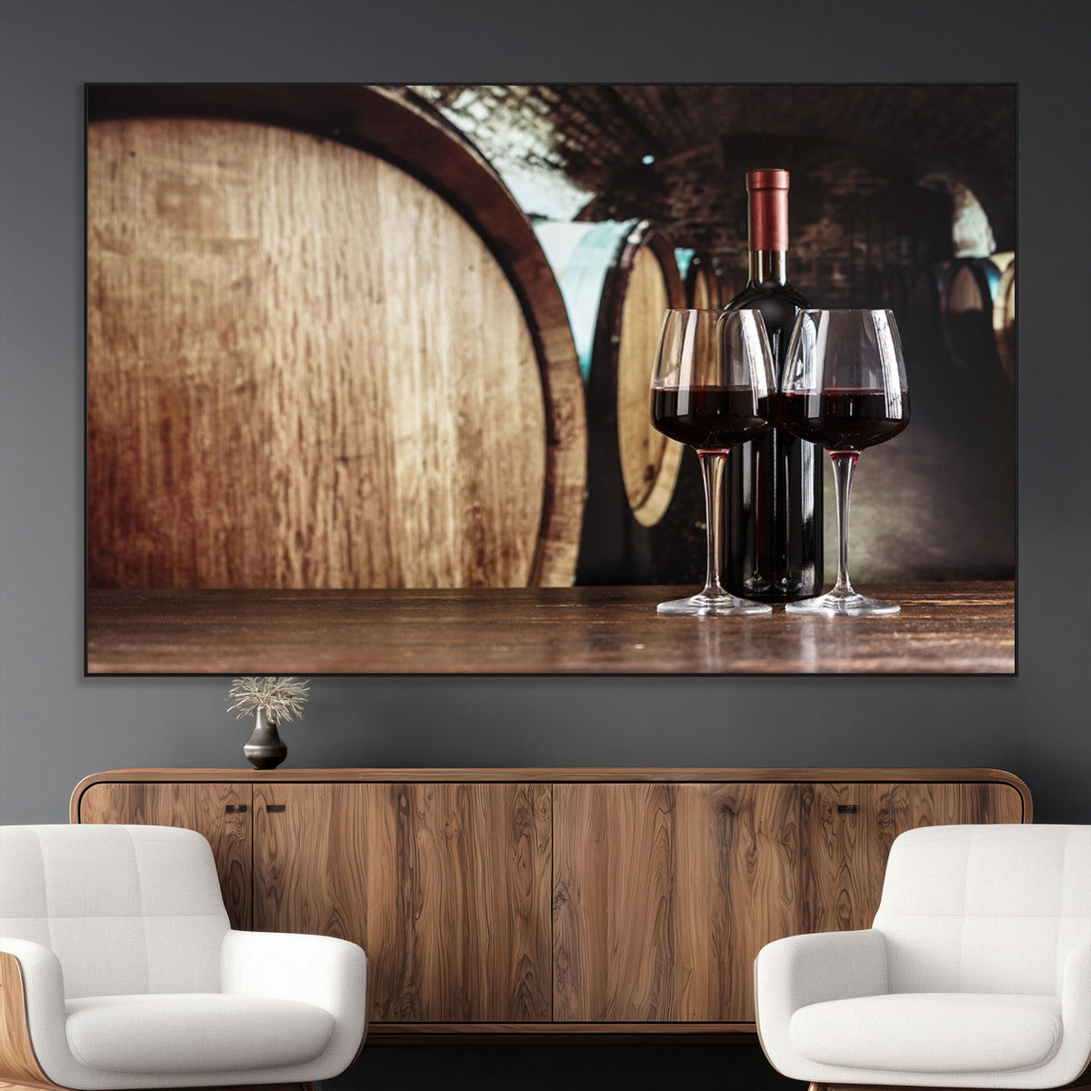 Wine and Barrel Wall Art Canvas Print