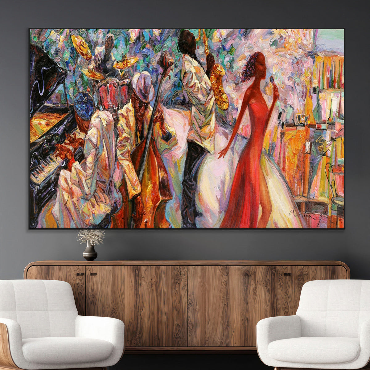 Abstract Afro American Jazz Canvas Wall Art | Music-Inspired