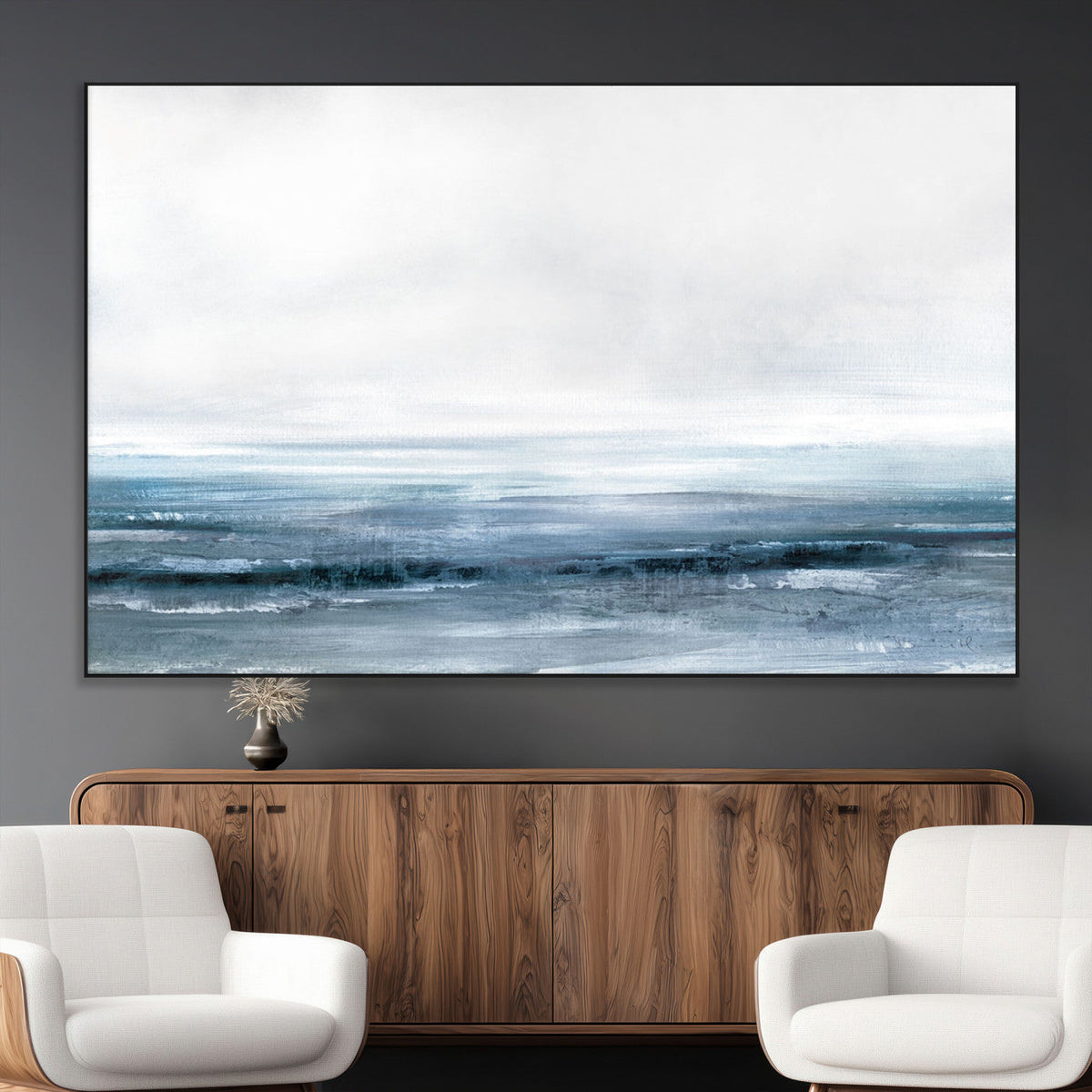 Blue Ocean Abstract Artwork Wall Art Canvas Print