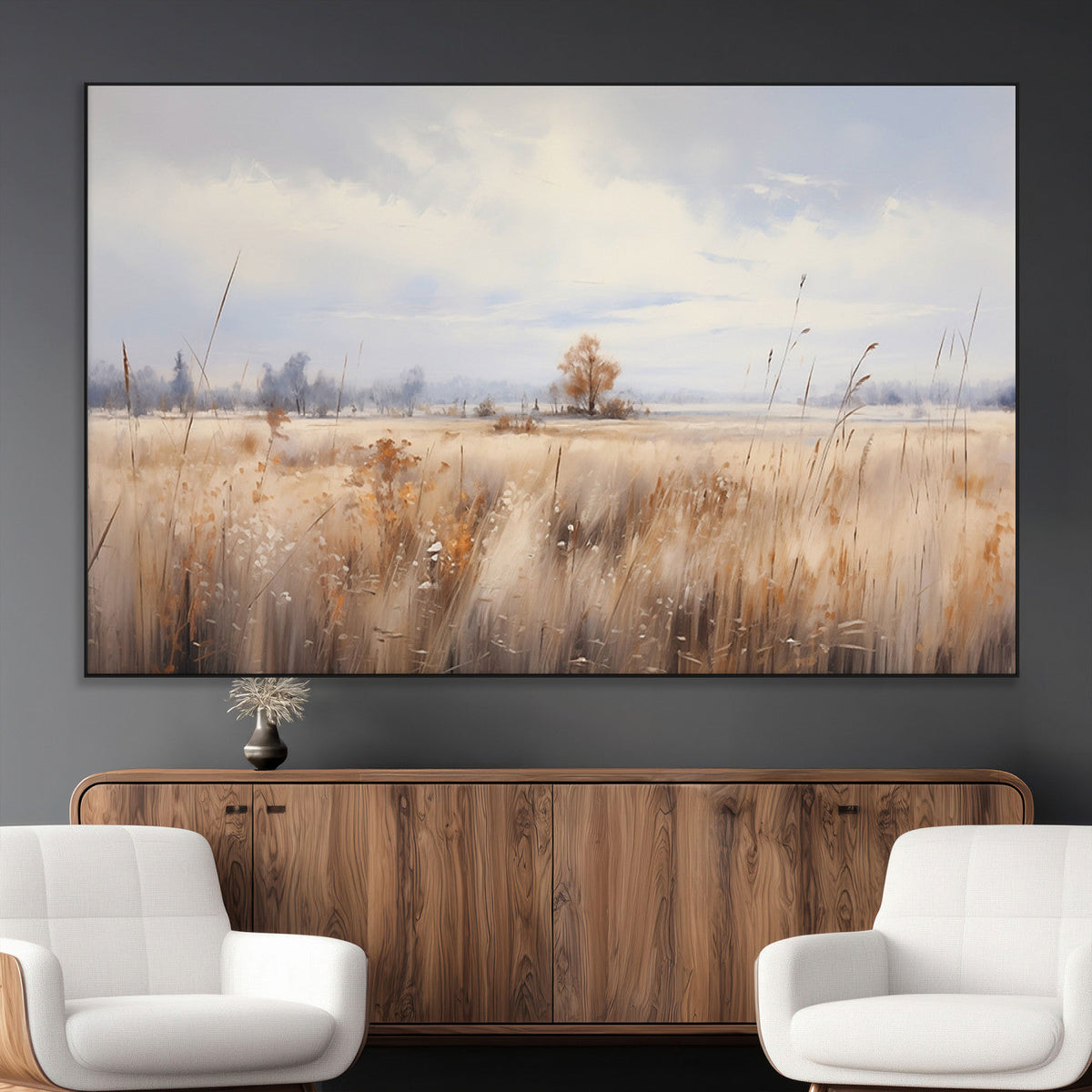 Golden Fields Wall Art Print Canvas – Serene Landscape of