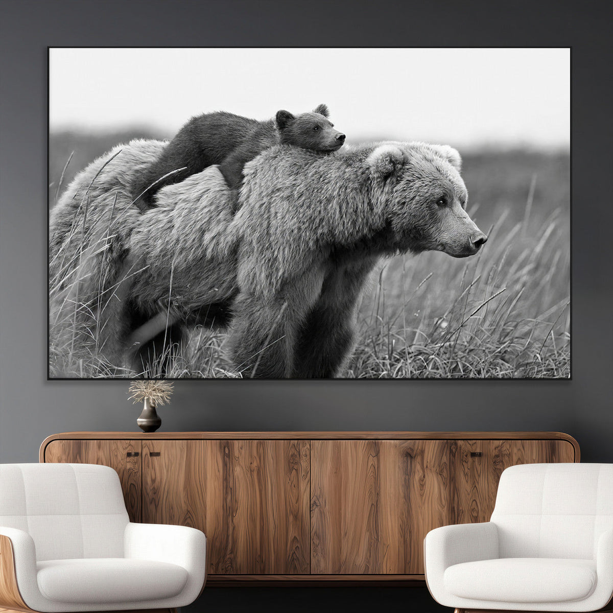 Bear and Cub Wall Art Canvas | 399 Bear Cub