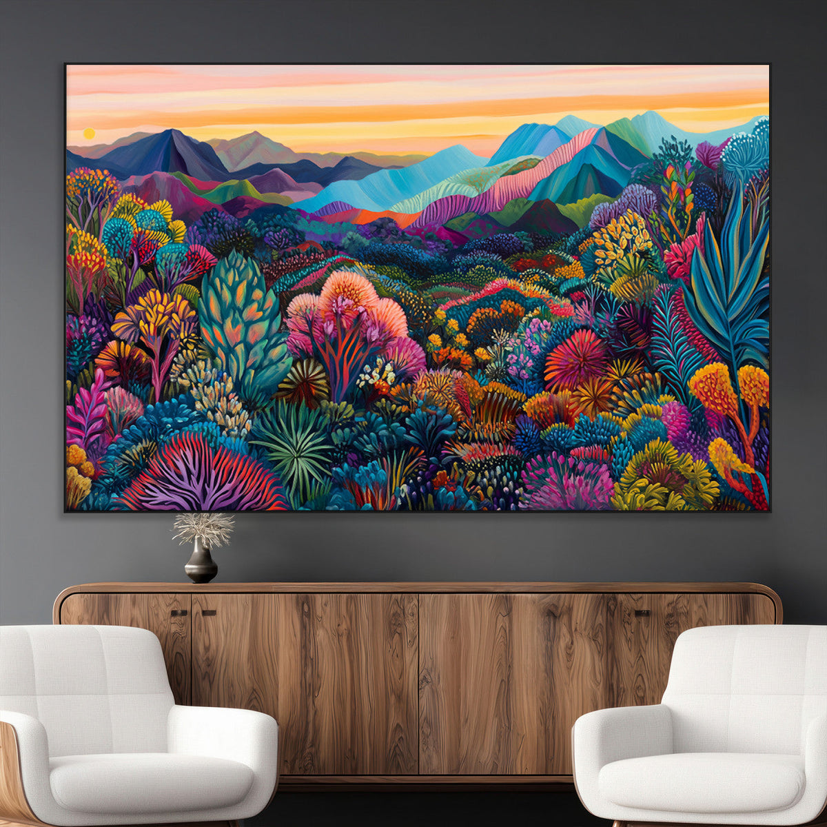 Colorful Abstract Landscape Wall Art Print Canvas - Vibrant