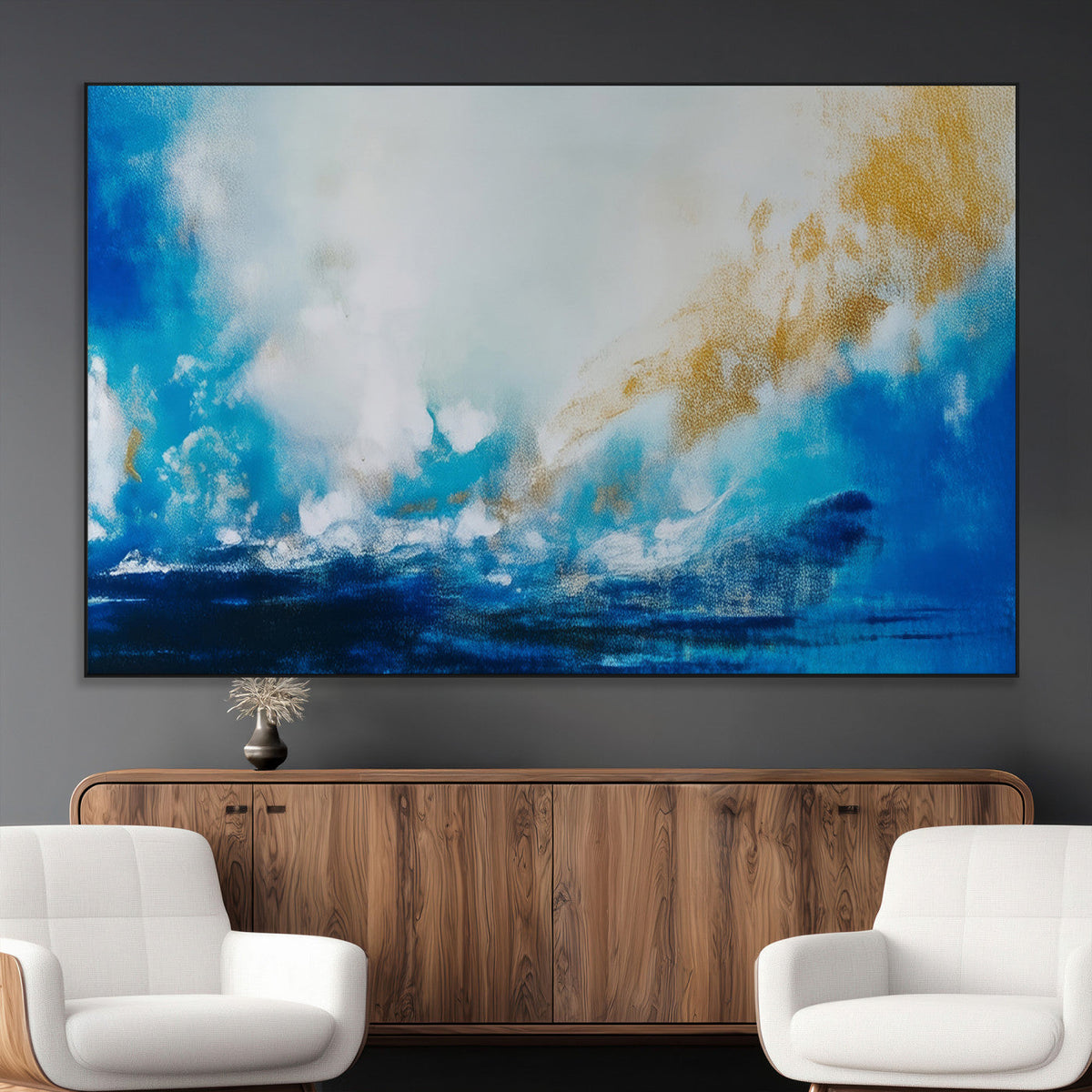 Blue Abstract Print - Dynamic Ocean-Inspired Canvas Wall Art