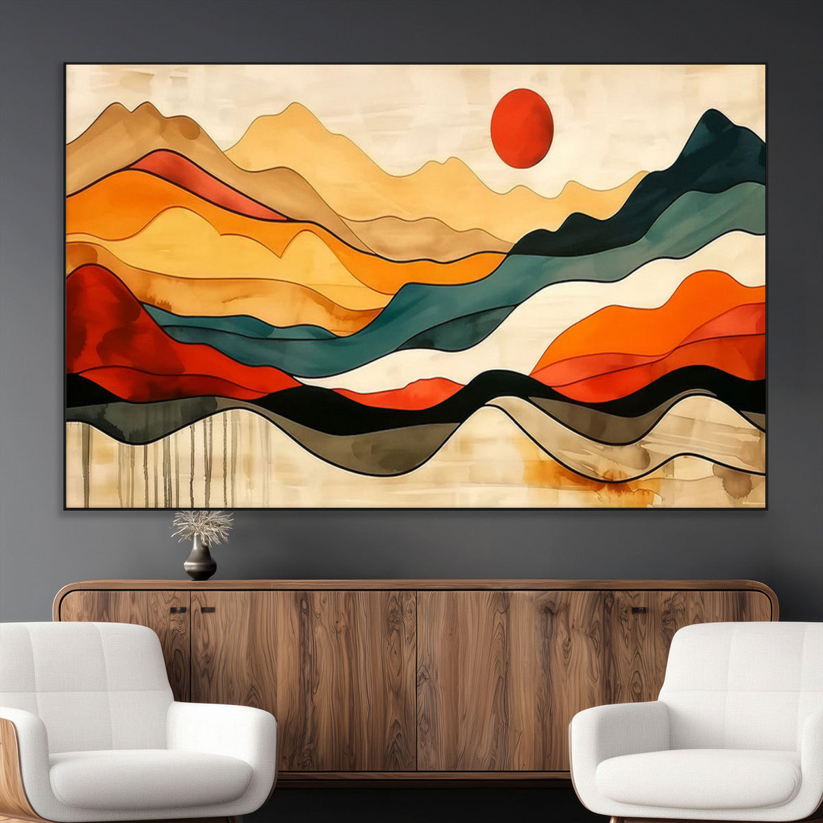 Mid Century Wall Art Print - Abstract Woodland Print -